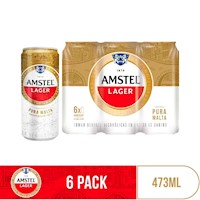 Cerveza AMSTEL Lata 473 ml Pack 6 un